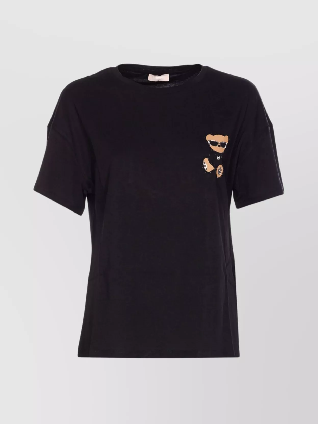 Liu •jo Bear Print Crewneck Graphic T-shirt In Black