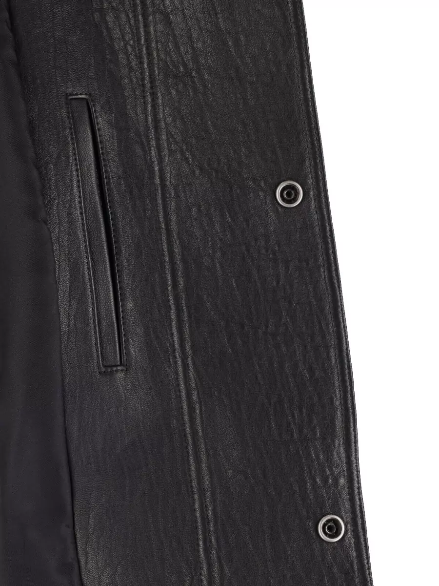 Saint Laurent Lamb Leather High-Neck Oversized Leather Coat