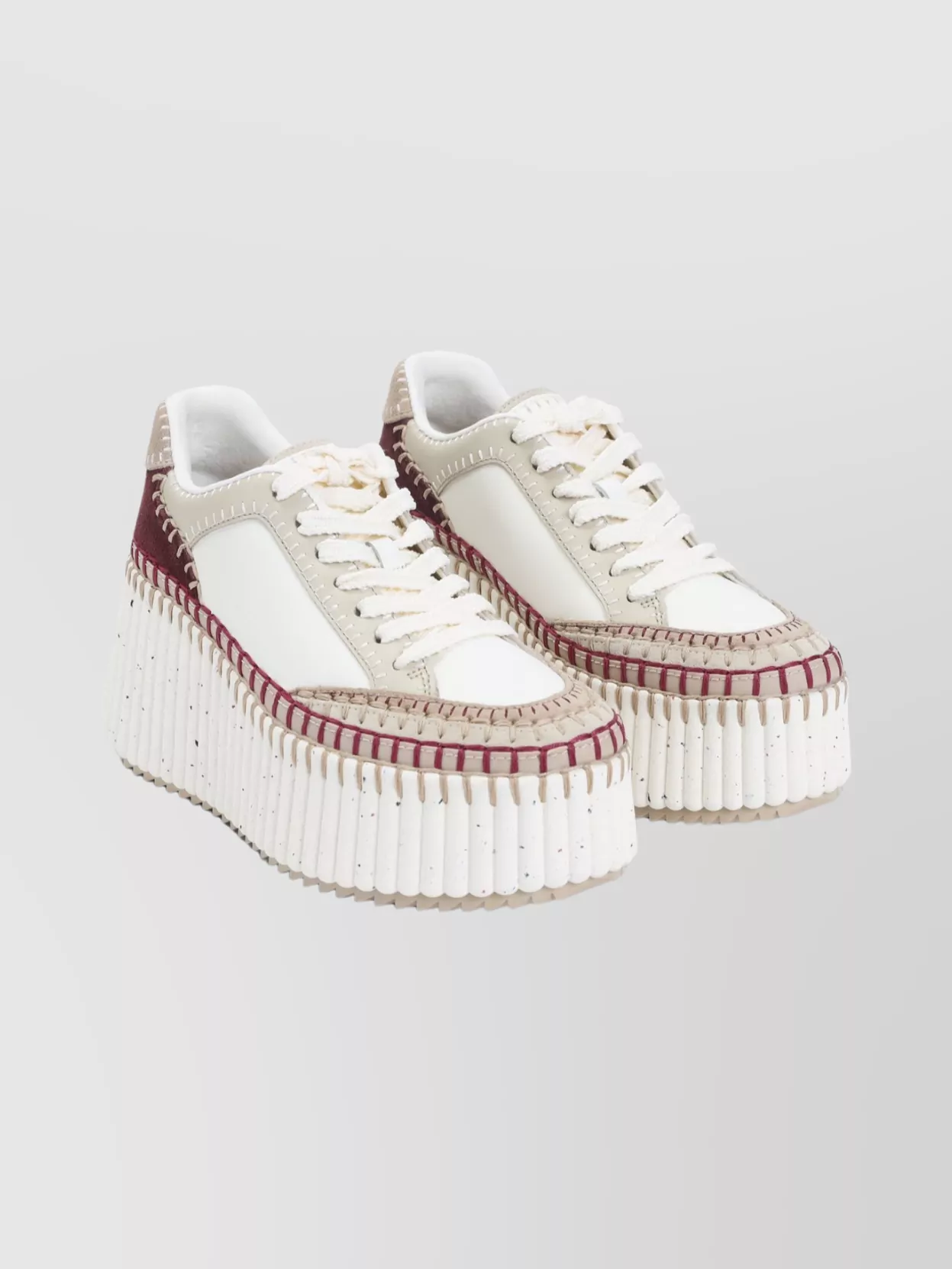 Chloé Nama Platform Sneakers Multicolor Panels In White