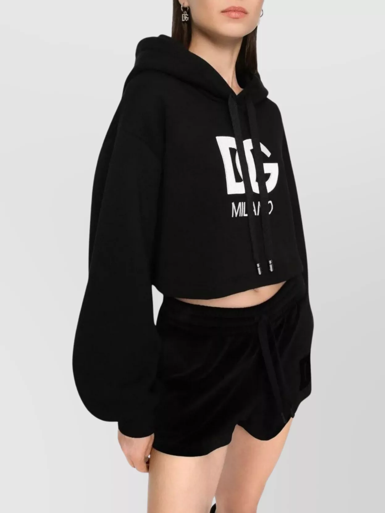 Dolce&Gabbana Cropped Logo-Embroidered Hoodie
