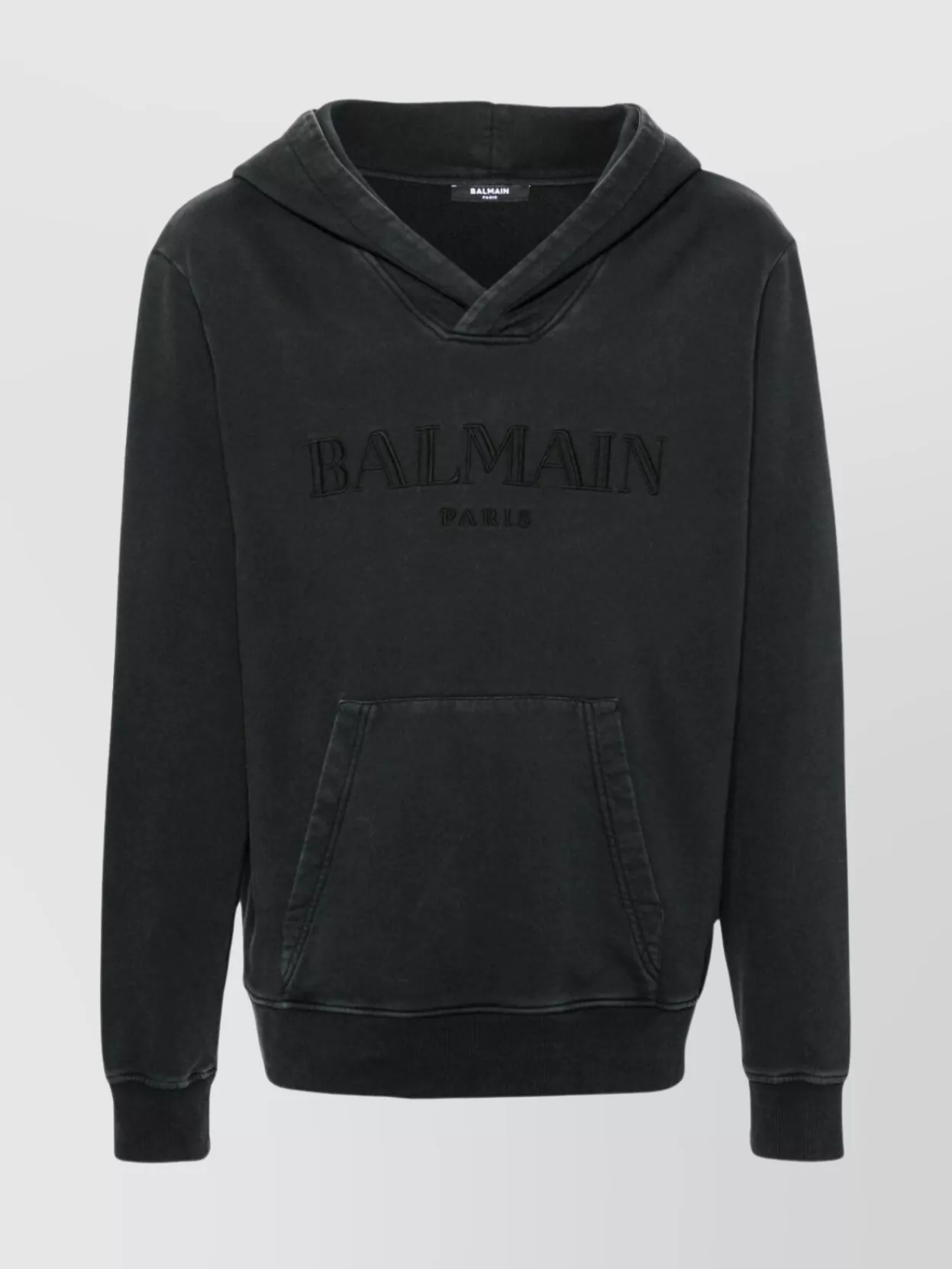 Balmain Crewneck Sweater With Cotton Jersey Texture In Black