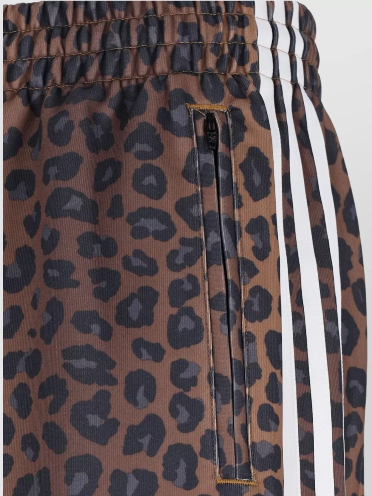 Adidas Animal Print Elastic Waistband Shorts Side Stripes
