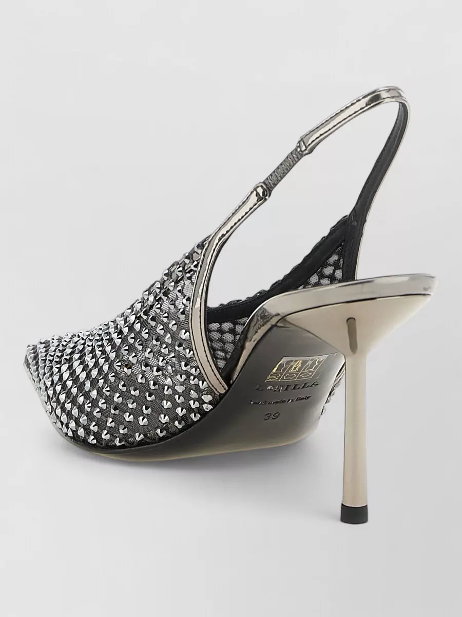 Le Silla Crystal-Embellished Mesh Slingback Pumps