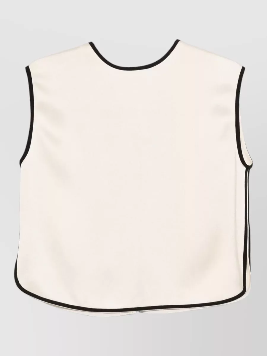 Forte Forte Round Neck Top Contrast Trim V Back