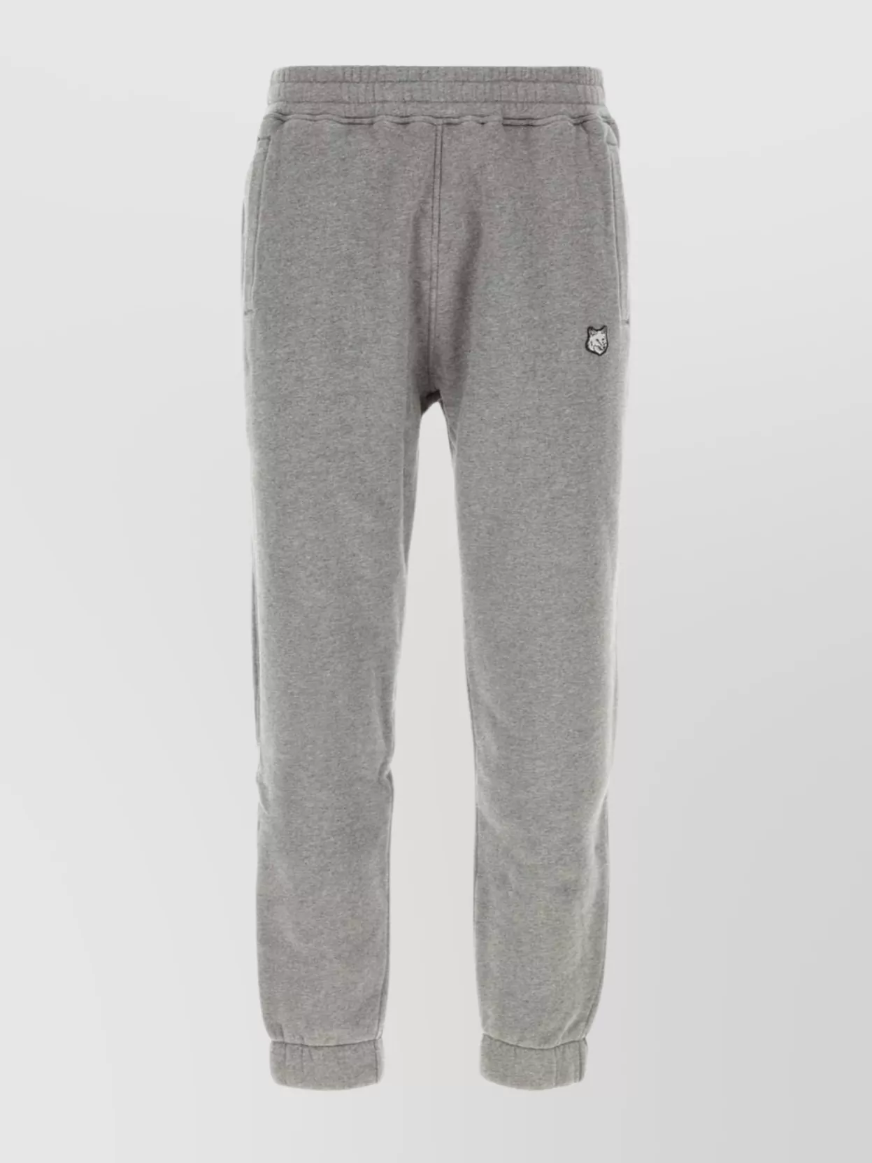 Shop Maison Kitsuné Cotton Joggers With Elastic Waistband And Ribbed Cuffs In Grey