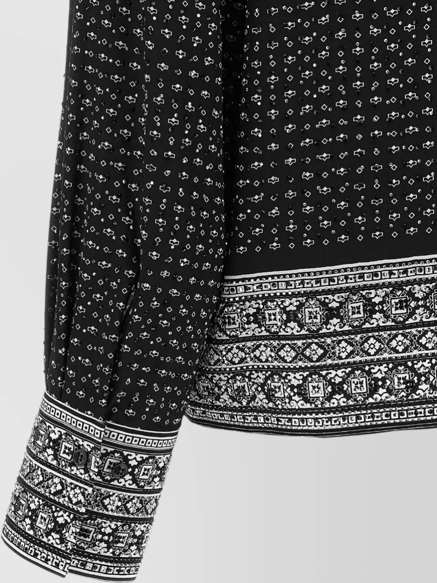 Ermanno Scervino Silk Crystal-Embellished Printed Long-Sleeve Shirt