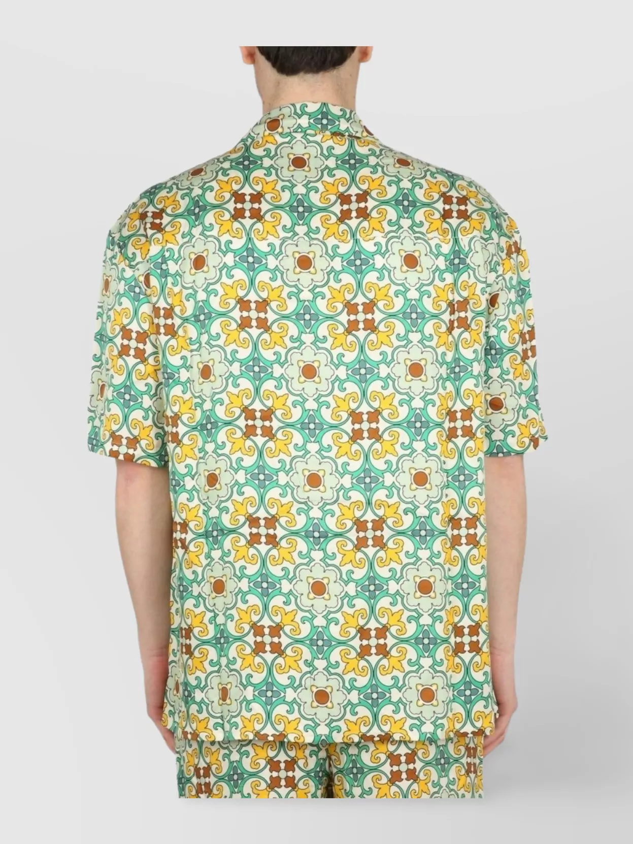 Drôle De Monsieur Printed Bowling Neck Short Sleeve Shirt