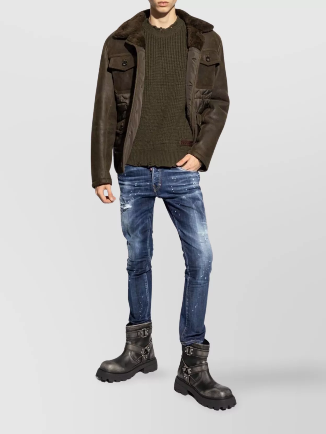 Dsquared2 Long Sleeve Crew Neck Distressed Knit