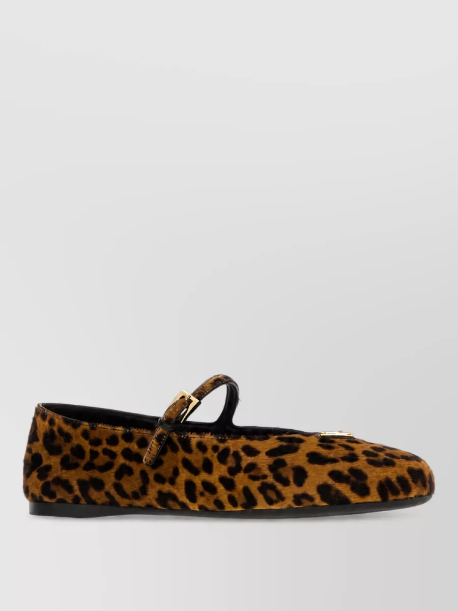Prada leather printed ballerinas