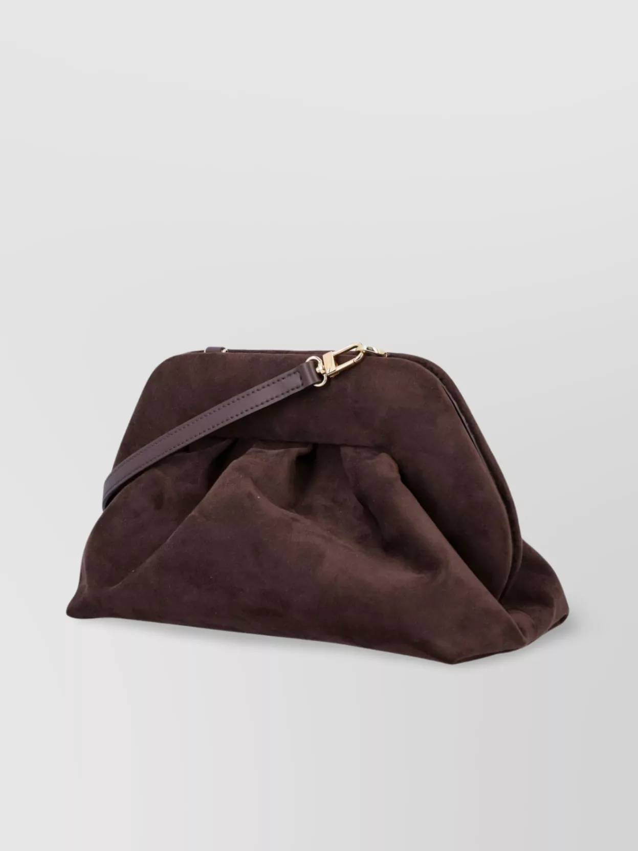 Themoirè Suede Pleated Shoulder Bag With Detachable Strap