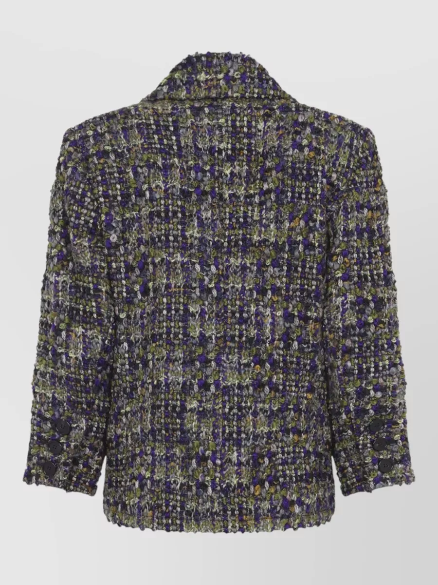Saint Laurent Wool Single-Breasted Tweed Coat
