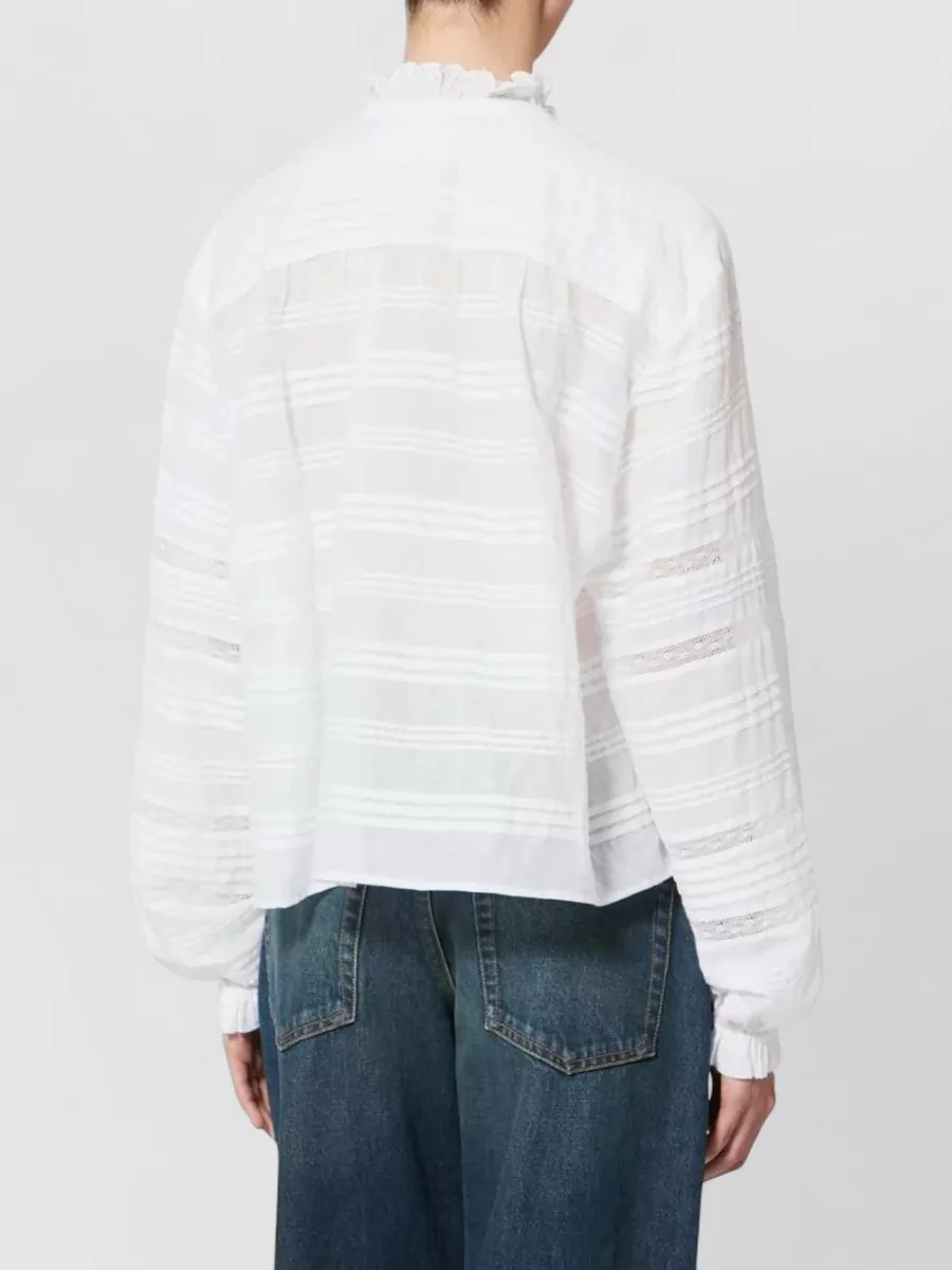 Isabel Marant Etoile Cotton Embroidered Ruffled Long-Sleeve Blouse