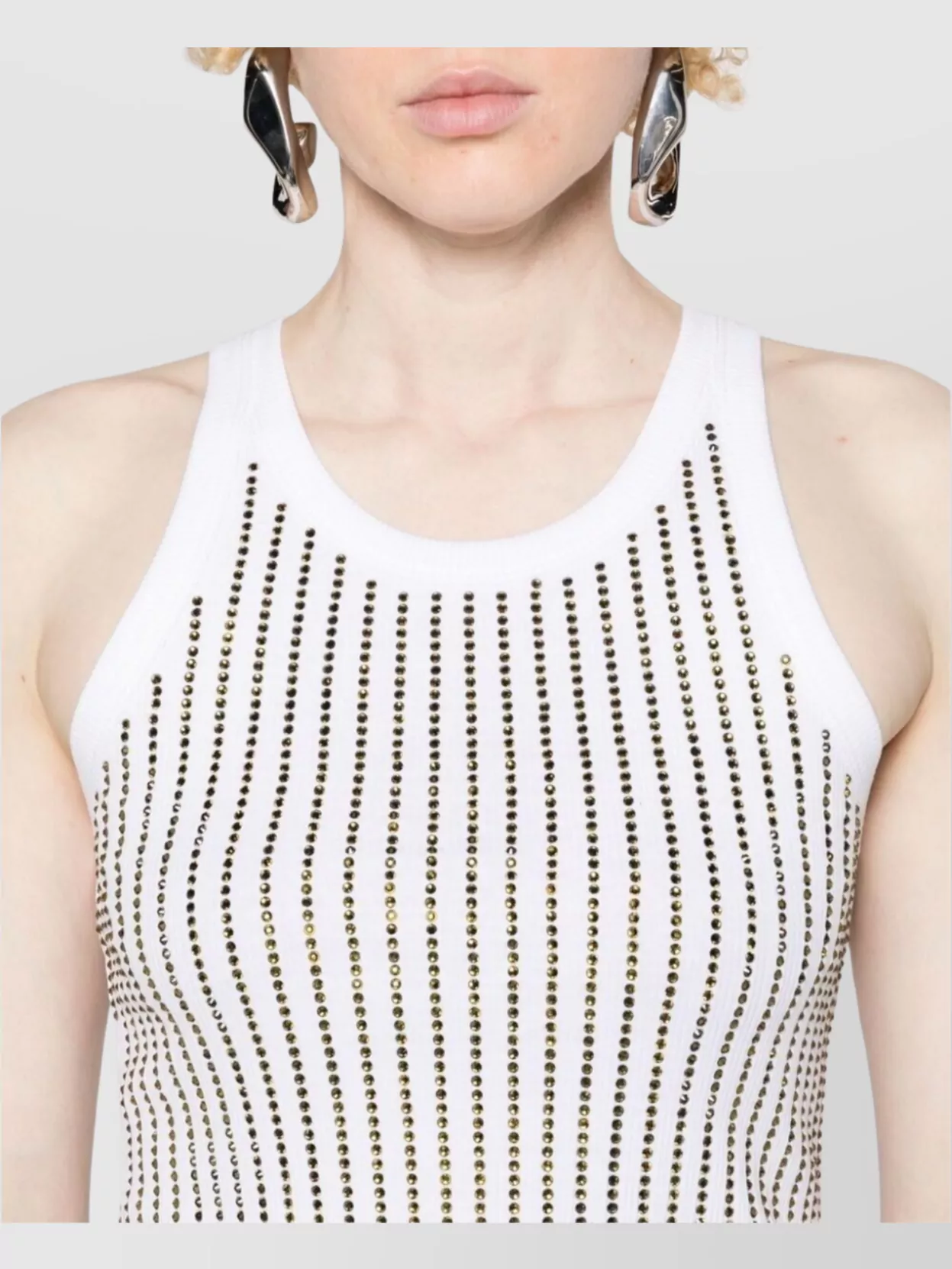 The Attico Racerback Ribbed Embellished Sleeveless Top
