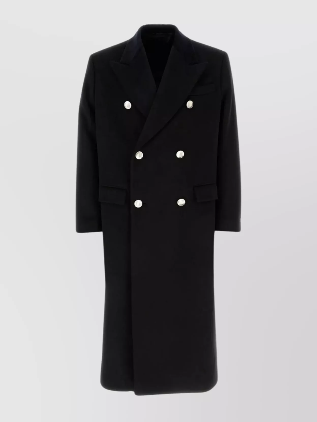 Shop Prada Cashmere Coat With Back Slit And Multiple Pockets In Black