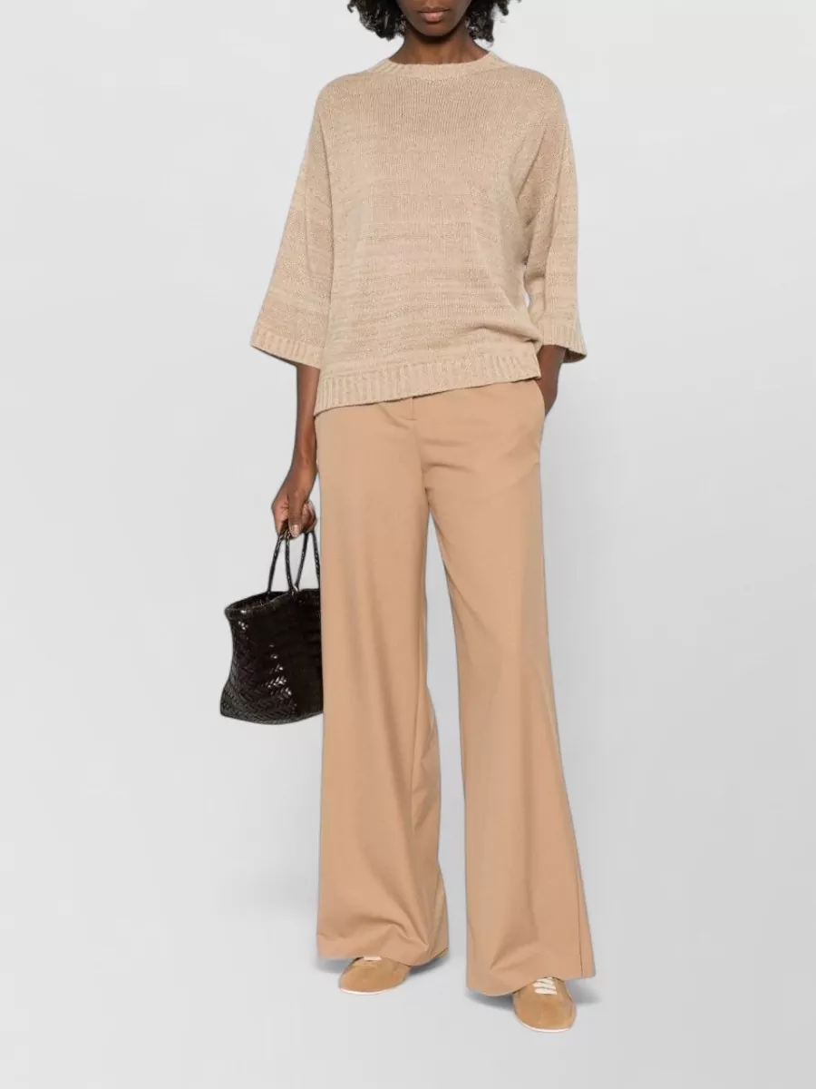 Fabiana Filippi Wool Blend Crew Neck Textured Sweater