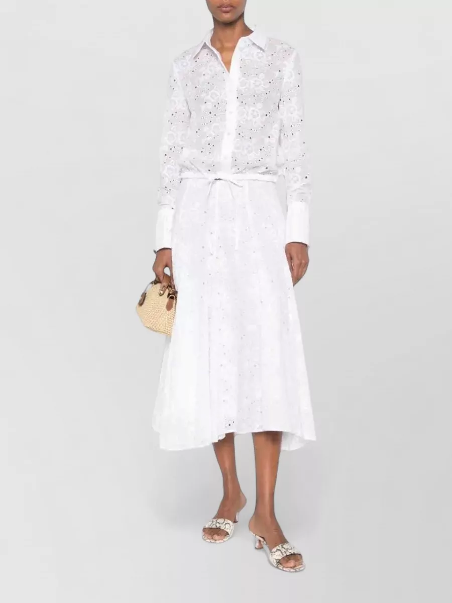 Tory Burch Cotton Broderie Anglaise A-Line Midi Skirt
