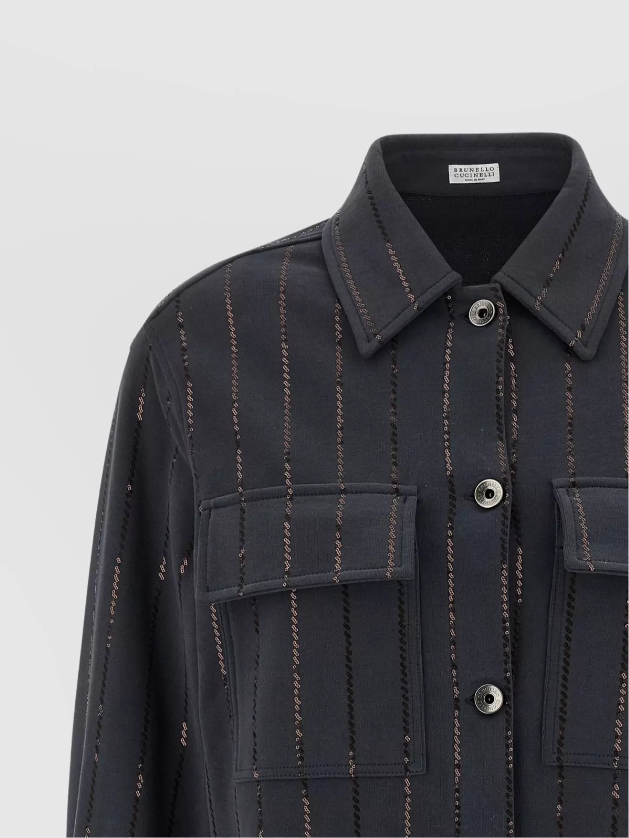Brunello Cucinelli Knitwear With Chest Pockets And Collared Neck In Black