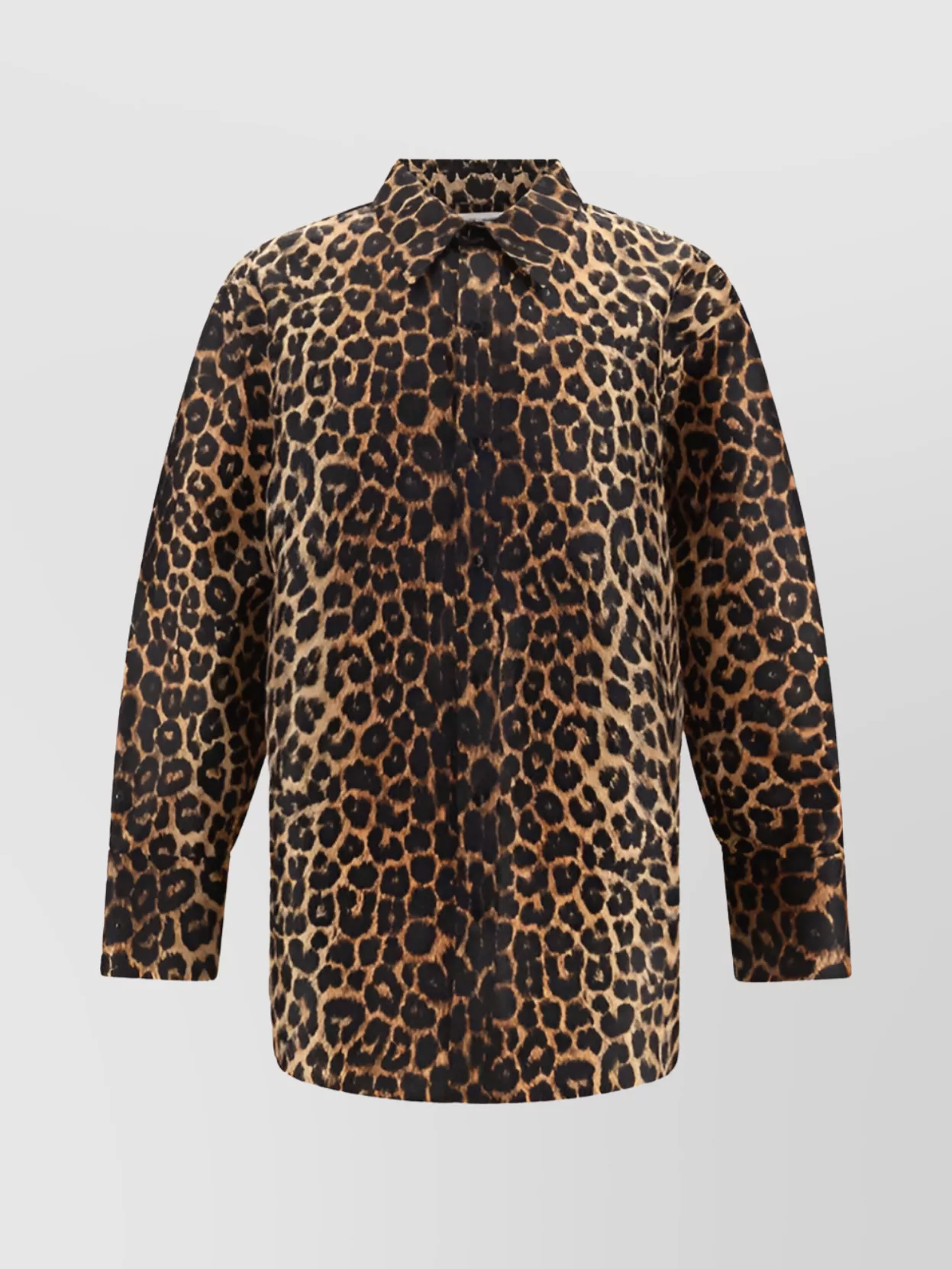 Saint Laurent Leopard Print Oversized Shirt In Animal Print
