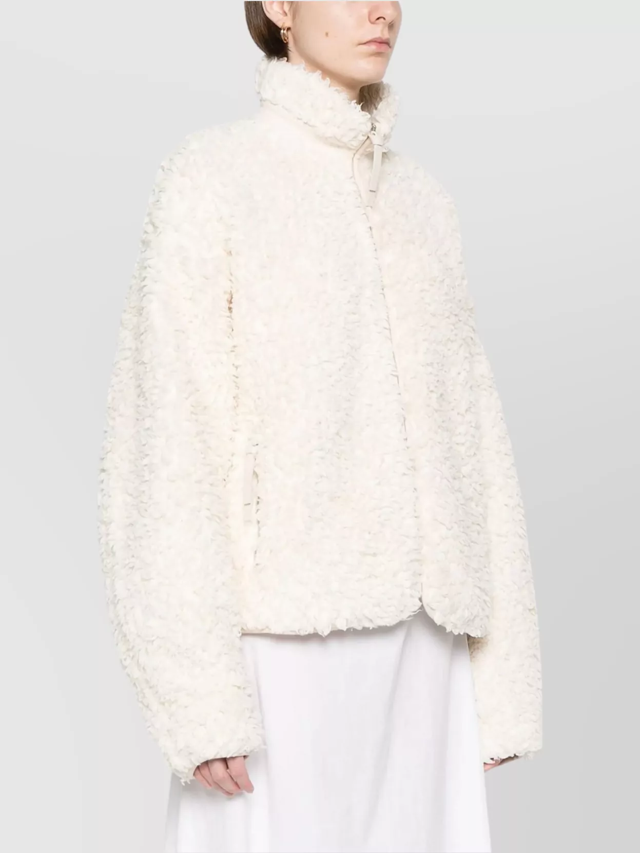 Jil Sander Textured High Collar Long Sleeve Jacket
