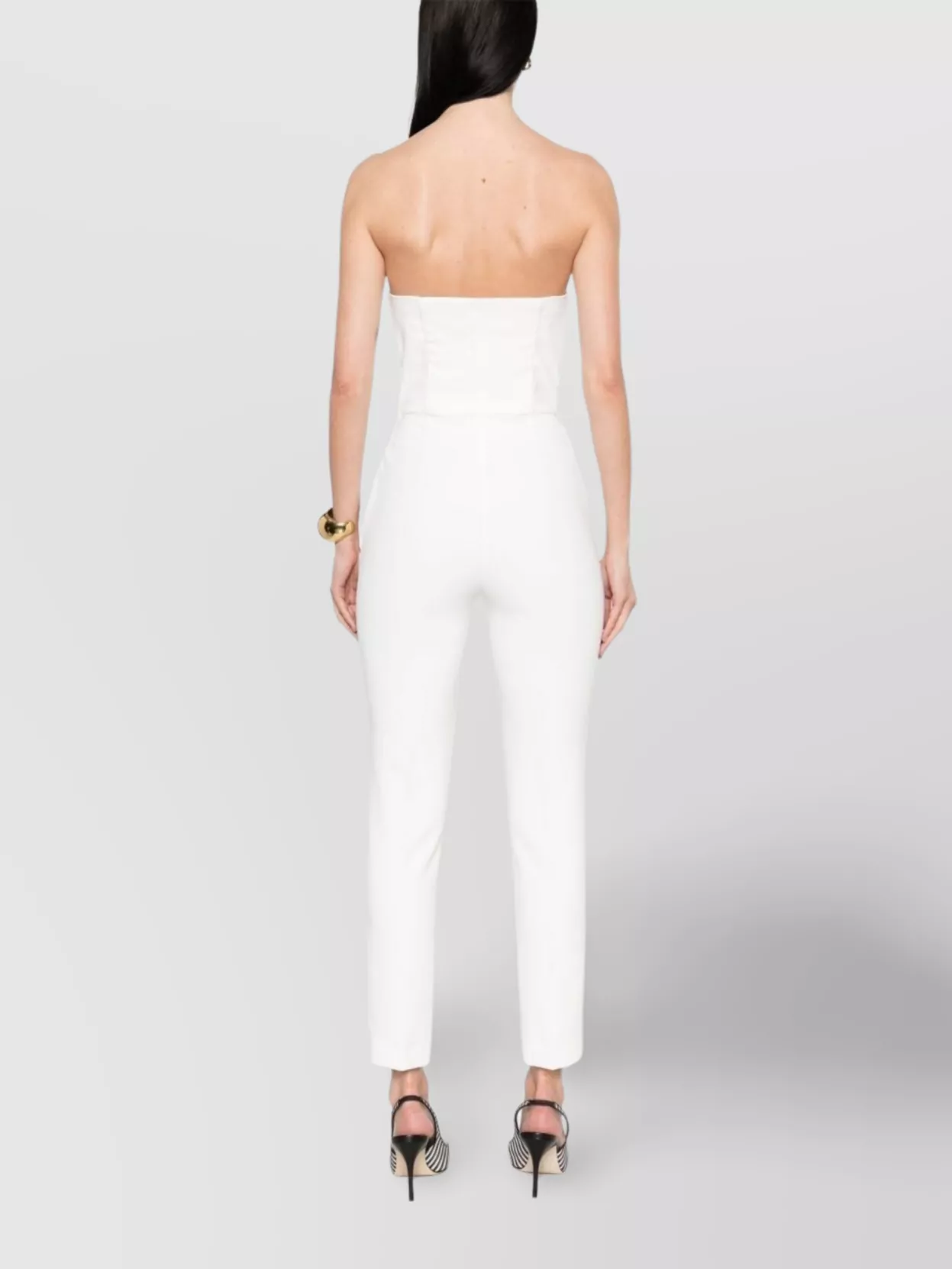Elisabetta Franchi Strapless Jumpsuit Structured Bodice Cropped Length