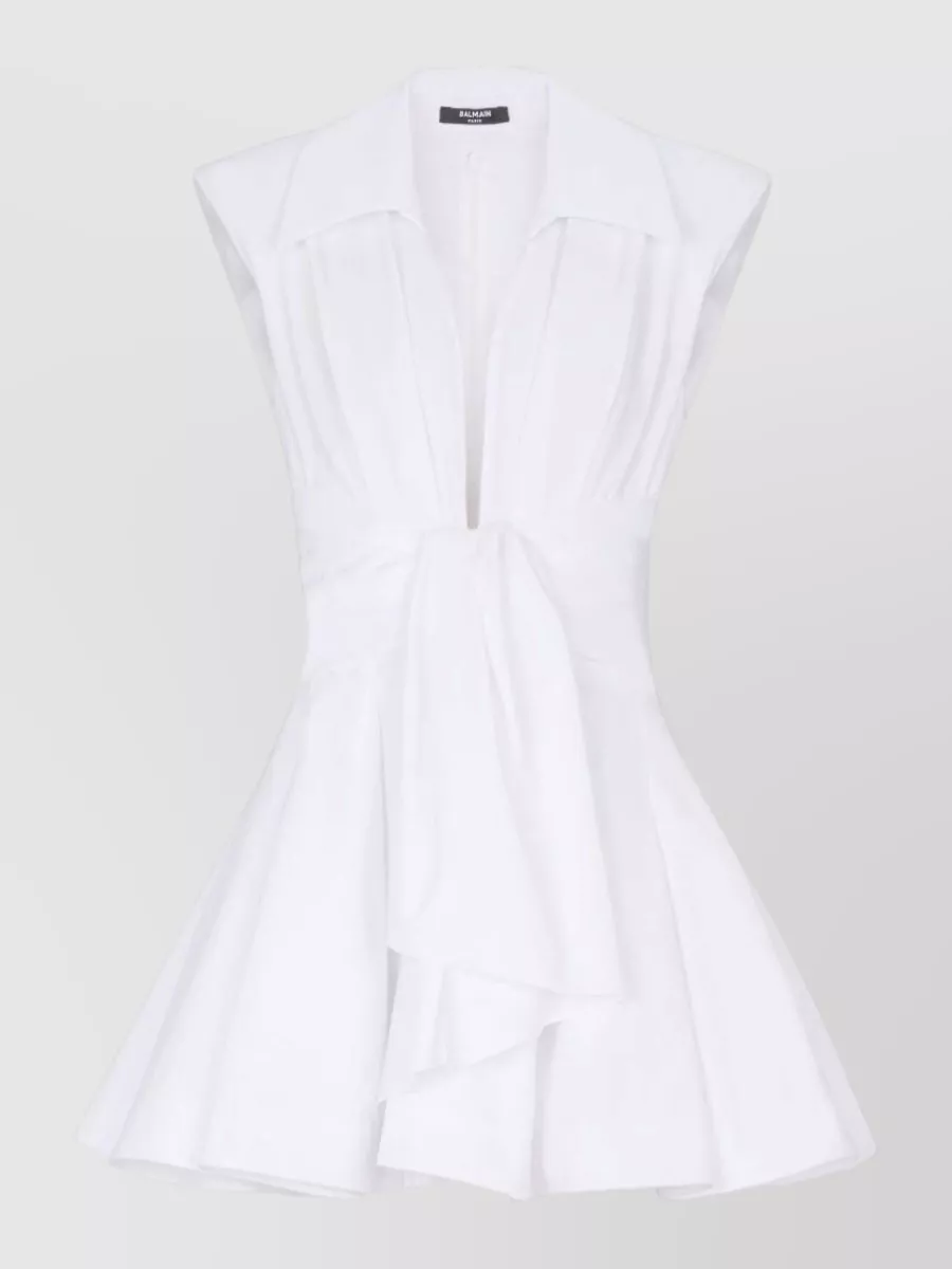 Balmain sleeveless tie-front a-line mini dress