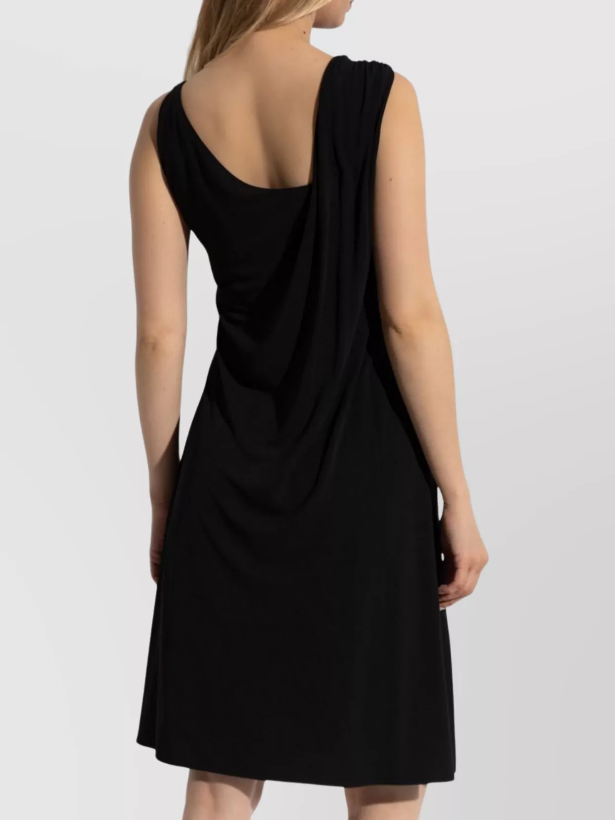 Versace Draped One Shoulder Knee Length Dress