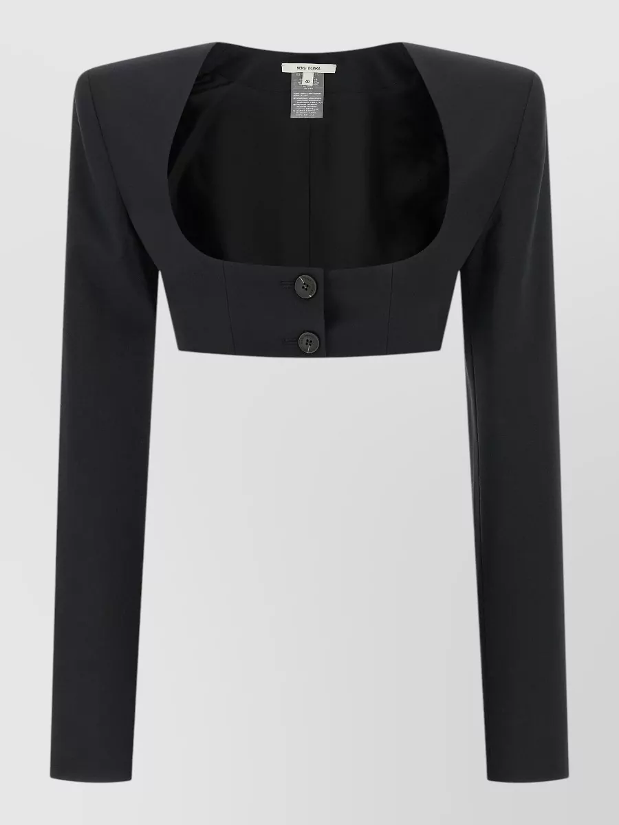 Nensi Dojaka cropped wool-blend padded-shoulder square-neck blazer