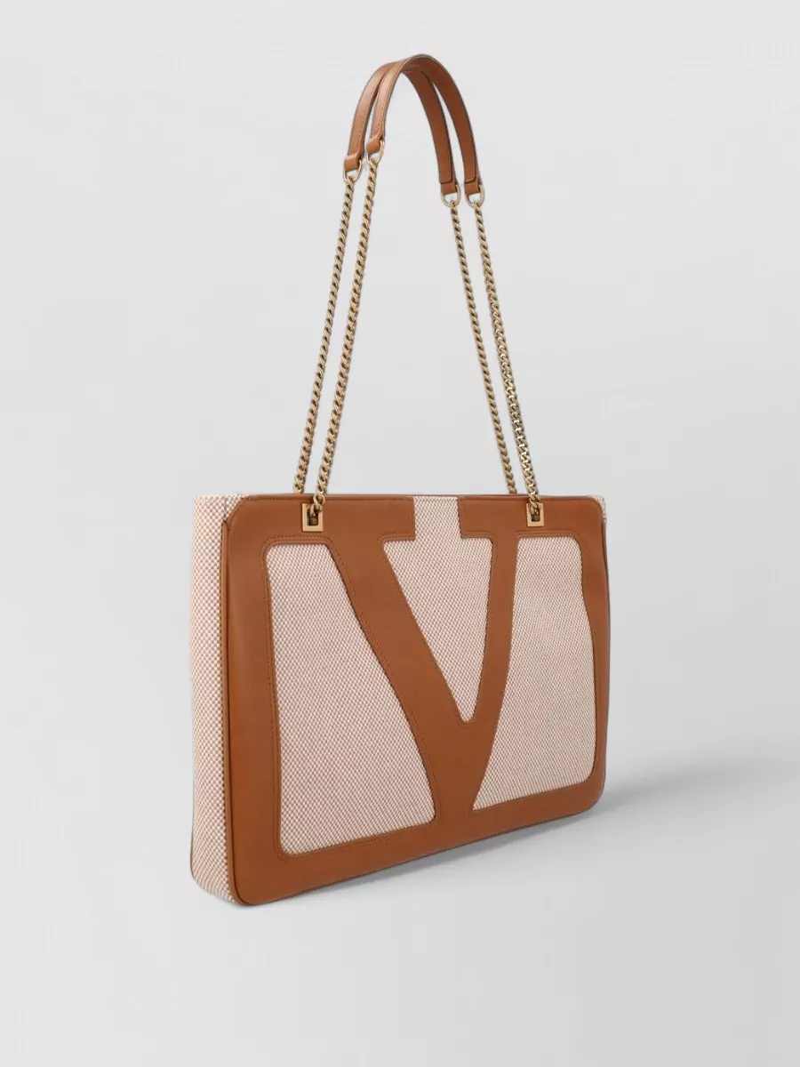 Valentino Medium Shoulder Tote Bag Chain Strap Panels