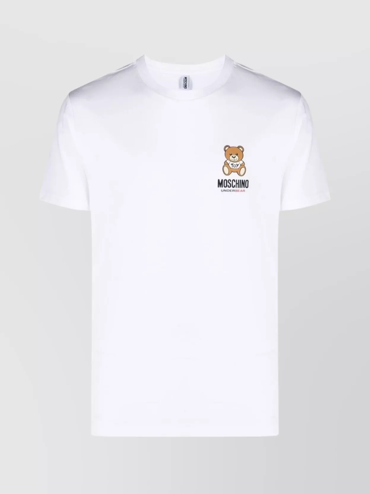 Shop Moschino Ribbed Neckline Graphic T-shirt In White