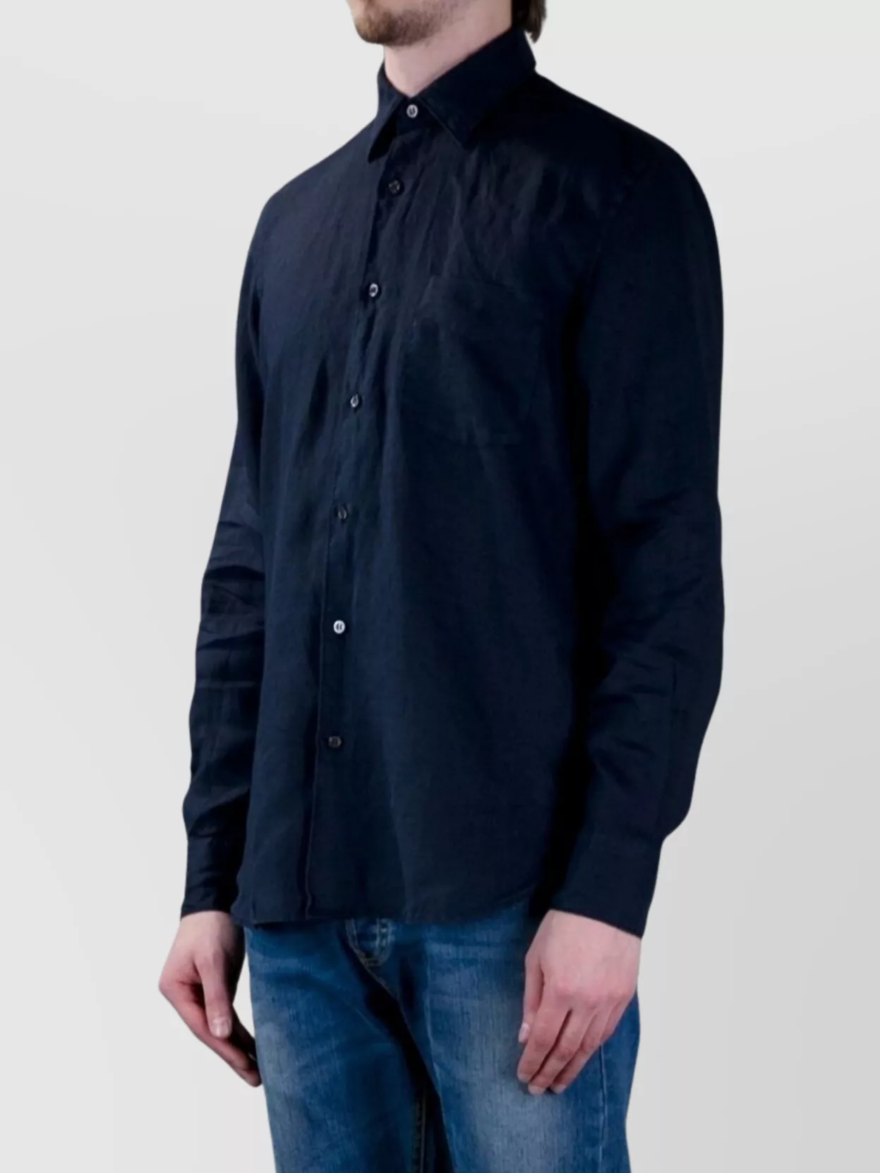 Aspesi Long Sleeve Shirt Curved Hem Design