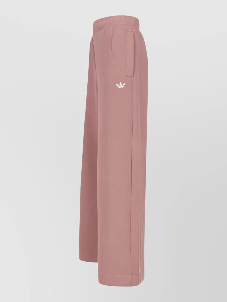 Adidas Wide Leg Trousers Side Pockets Contrast Stripes