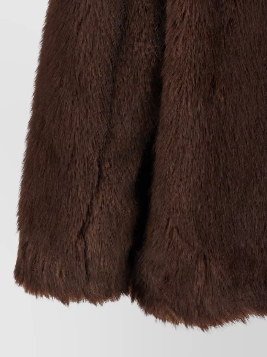 Thelatest Oversized Double-Breasted Faux Fur Coat
