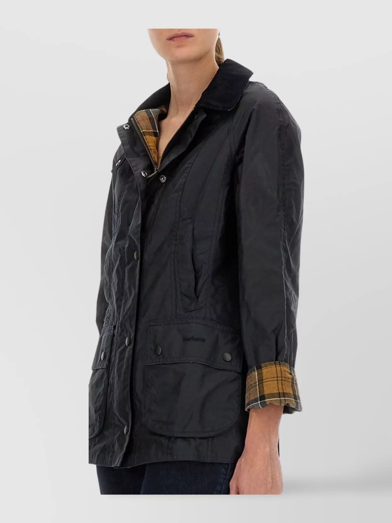 Barbour Collared Long Sleeve Coat And Pockets