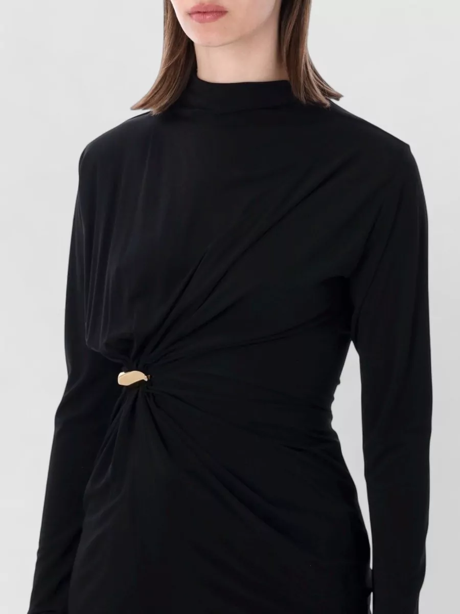 Bottega Veneta Draped Jewel-Detail Long-Sleeve Top