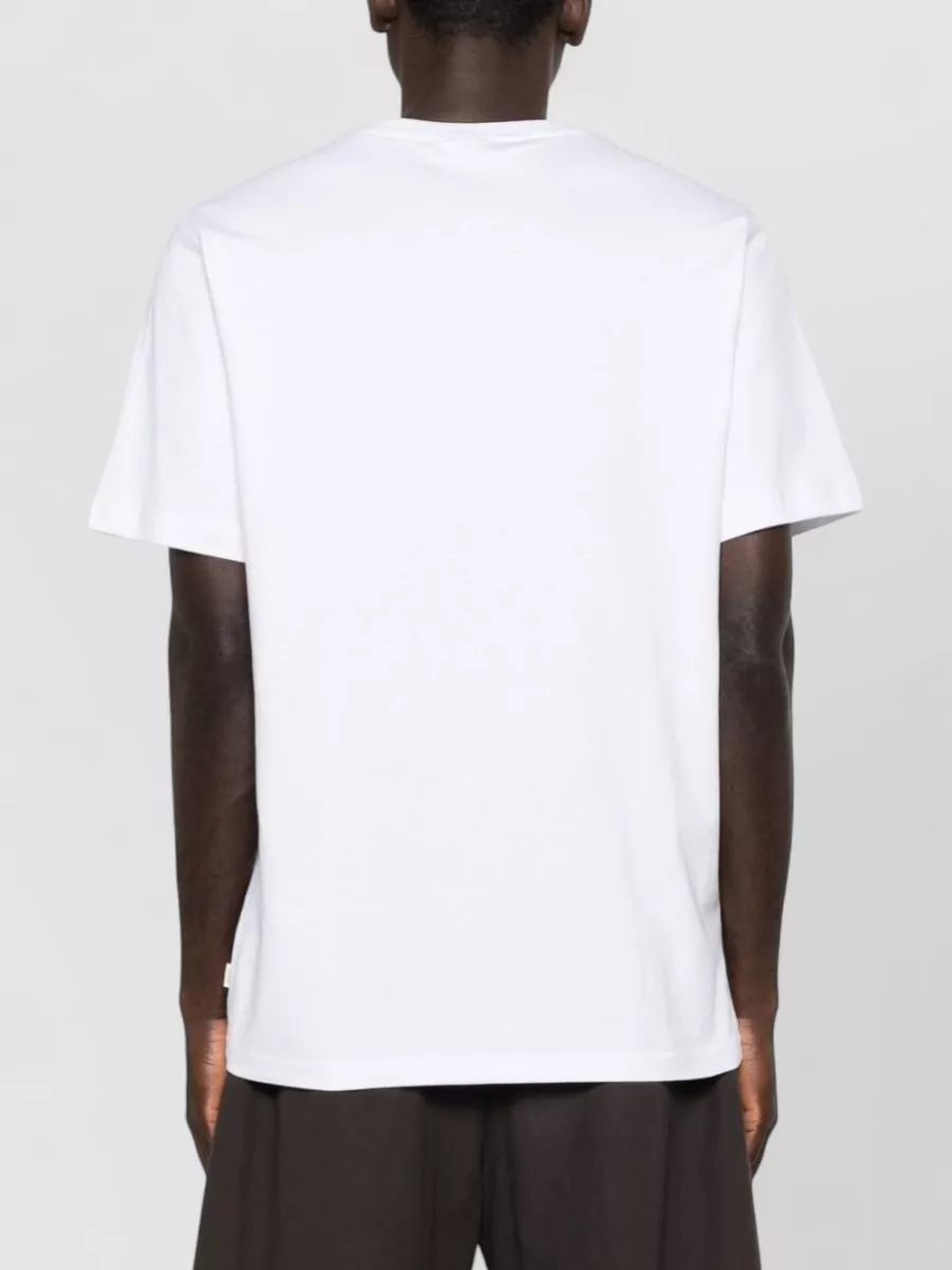 Les Deux Crew Neck Graphic Print Silk Nylon T Shirt