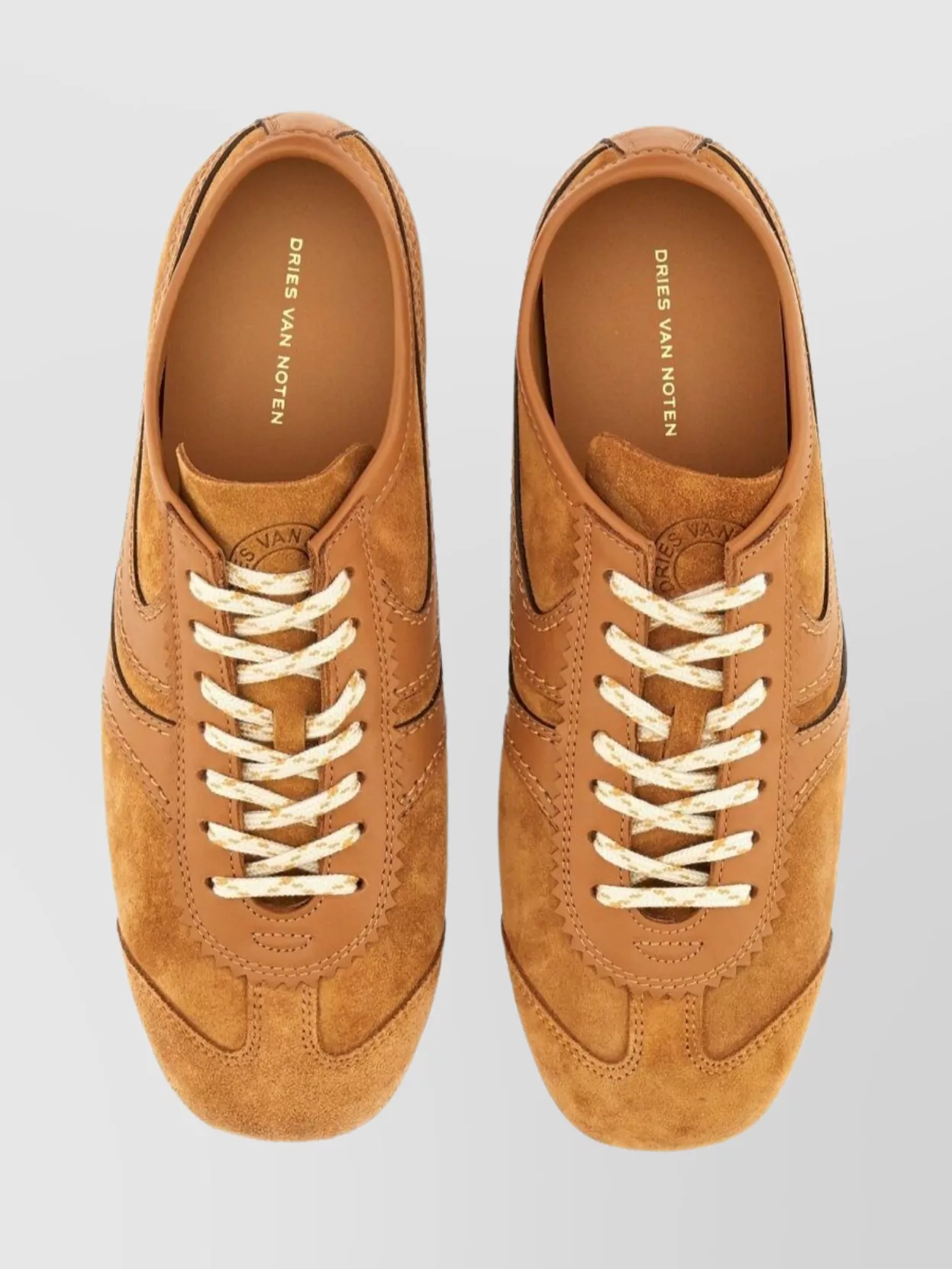 Dries Van Noten Suede Low-Top Sneakers Contrast Stitching