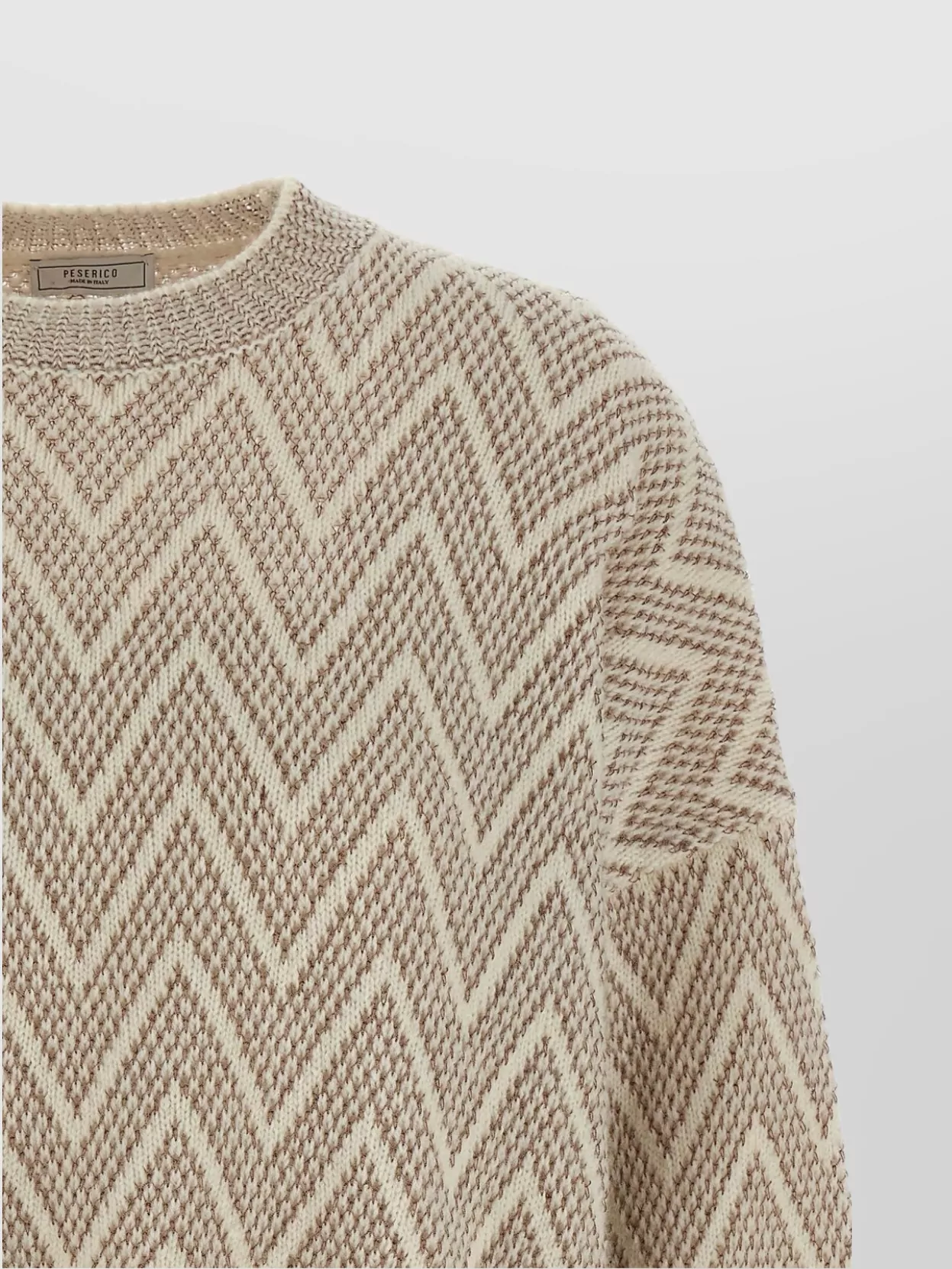 Peserico Zigzag Cropped Crew Neck Sweater With Dropped Shoulders
