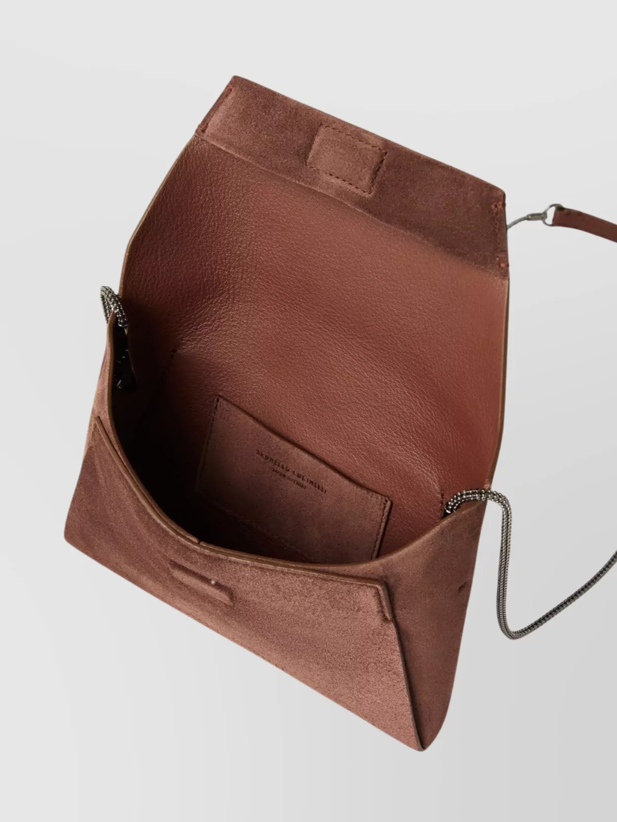 Brunello Cucinelli Small Envelope Suede Clutch Bag With Monili Decoration