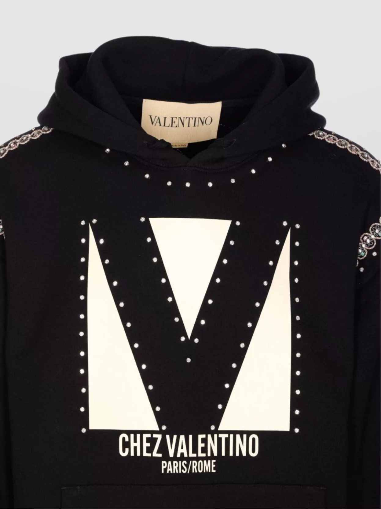 Valentino Garavani Crystal Embellished Hoodie With Embroidered Graphic