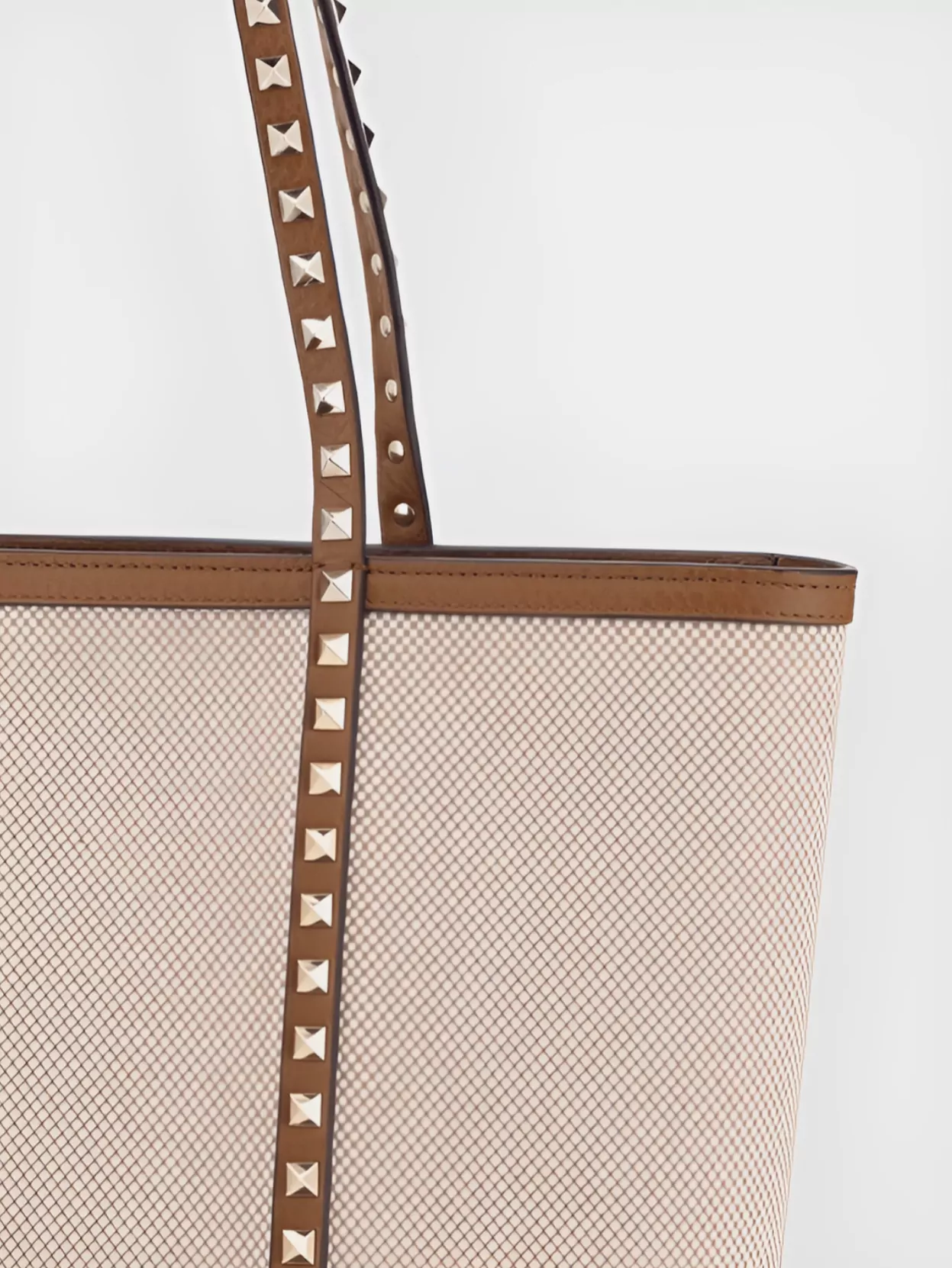 Valentino Studded Straps Canvas Tote Bag