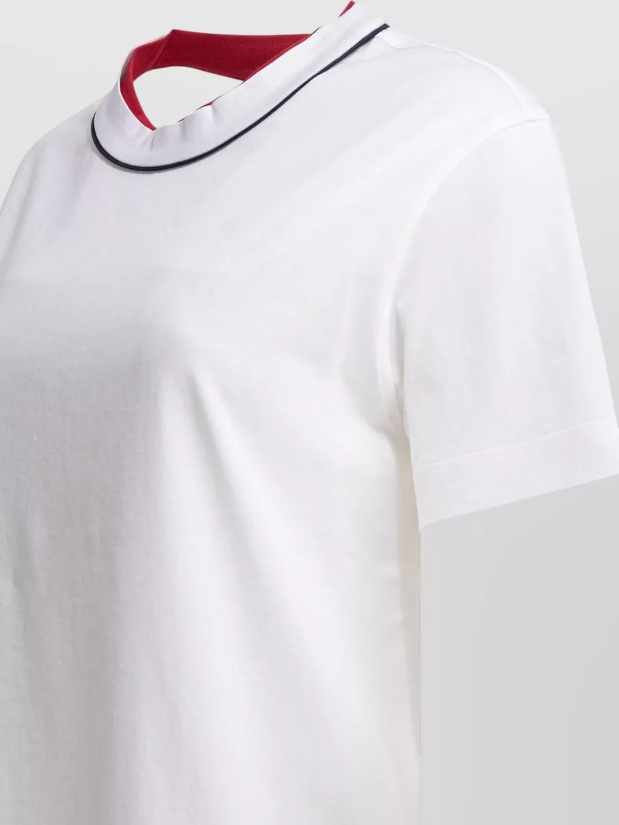 Brunello Cucinelli Short Sleeve Crew Neck Contrast Collar Top