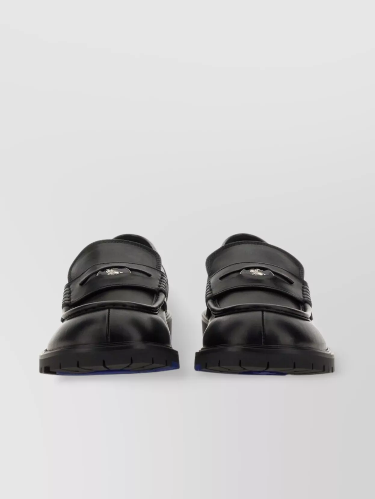 Burberry Round Toe Loafers With Penny Strap Detail