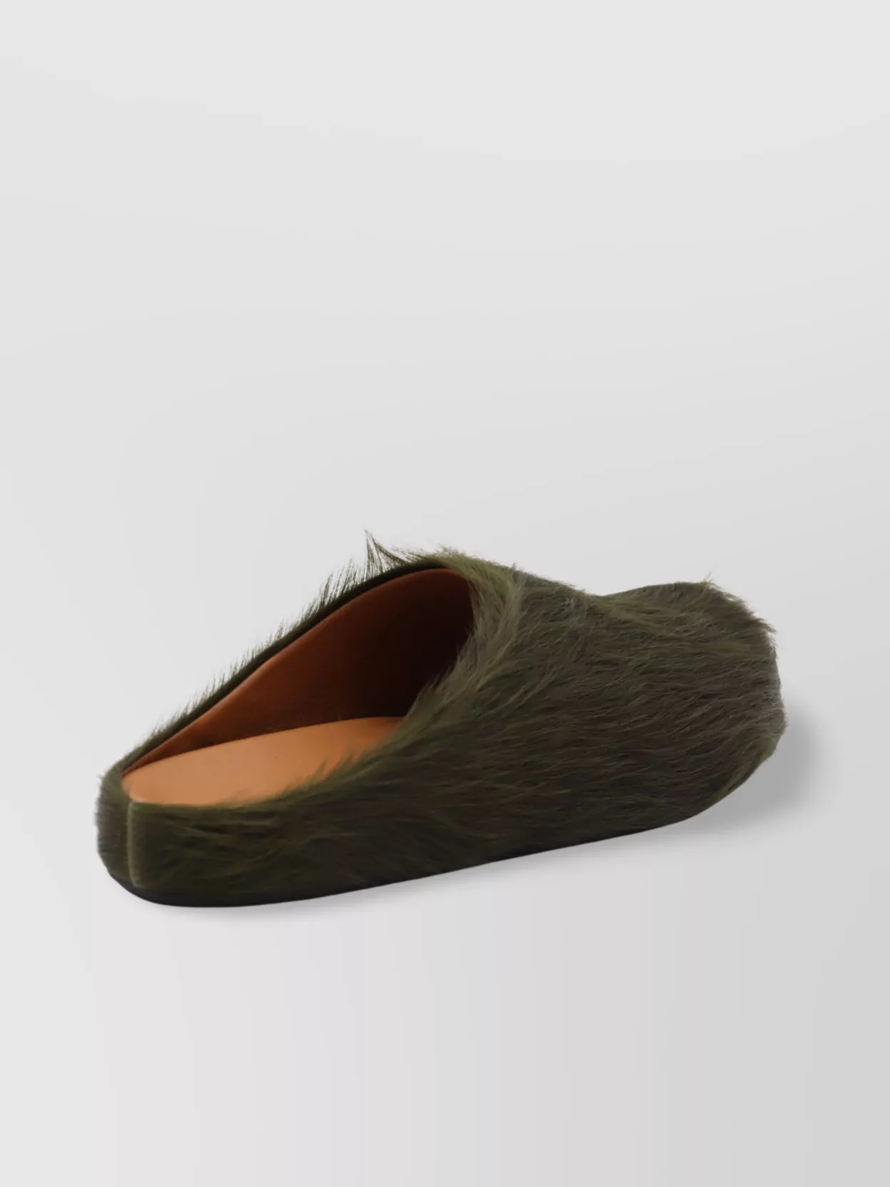 Marni Faux Fur Round Toe Flat Sole Slippers