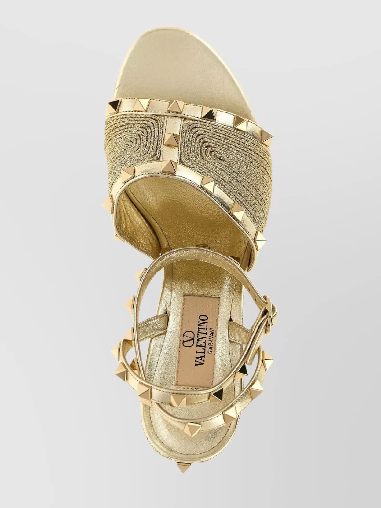 Valentino Garavani Rockstud Sandal In Laminated Nappa With Cornely Embroidery 60mm Woman Platinum 41