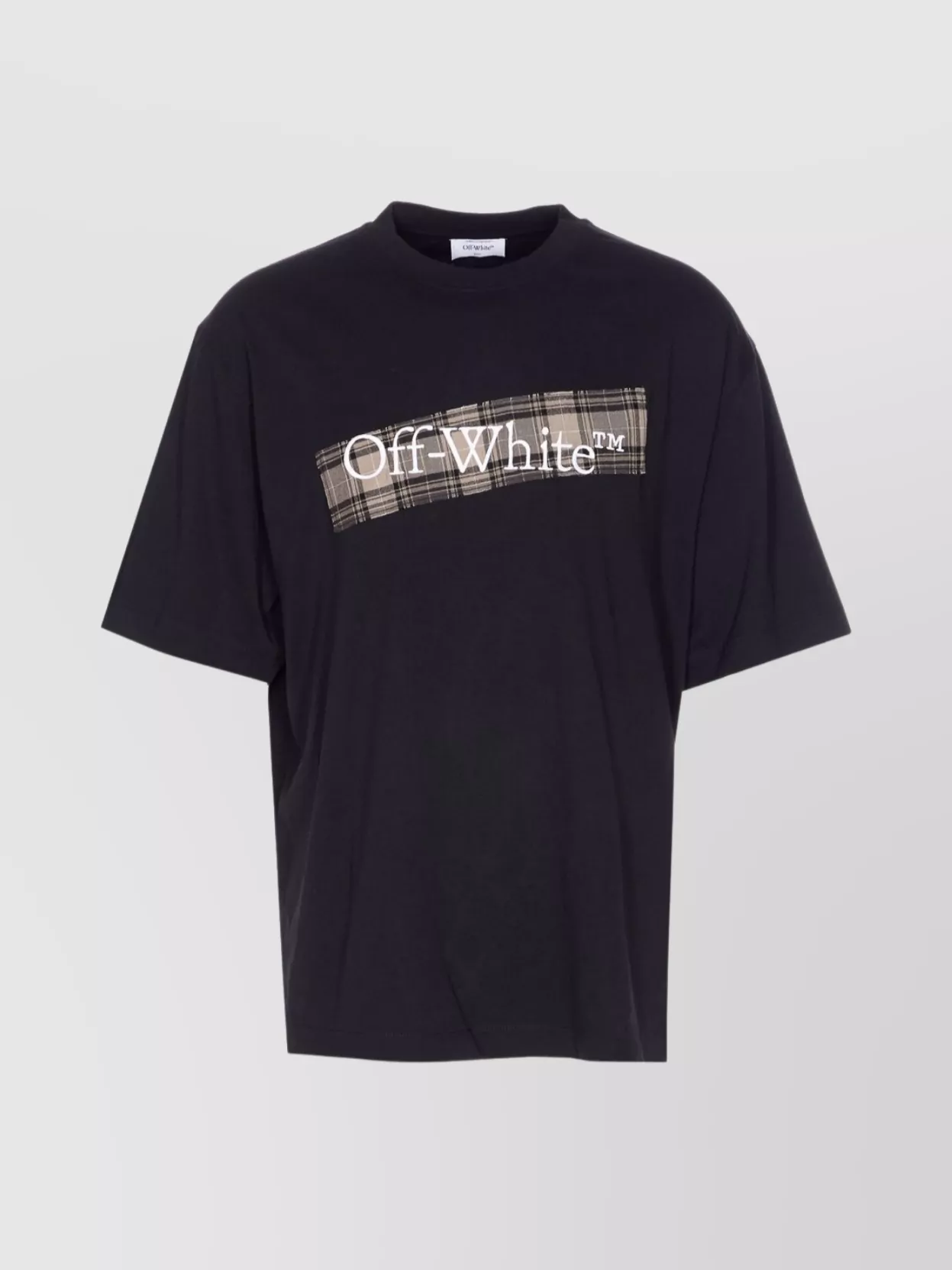 Off-white Black Crewneck T-shirt With Logo Lettering On The Front And Maxi Diagonal Motif On The Rear In Cotto In Blue