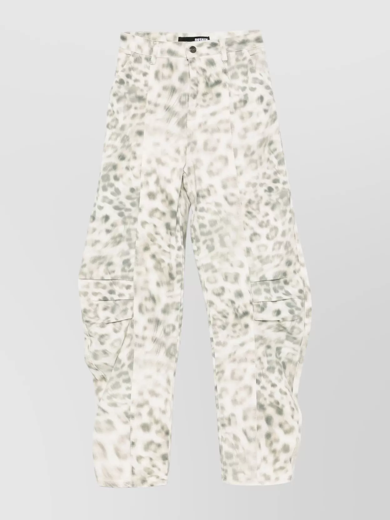 ROTATE BIRGER CHRISTENSEN DENIM CARGO PANTS LEOPARD PRINT