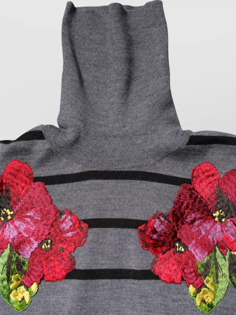 Dolce&Gabbana Cashmere Silk Floral-Embroidered Sweatshirt