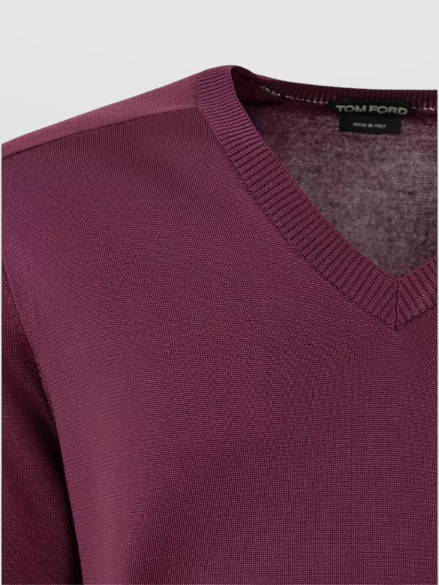 Tom Ford Silk V-Neck Long-Sleeve Sweater