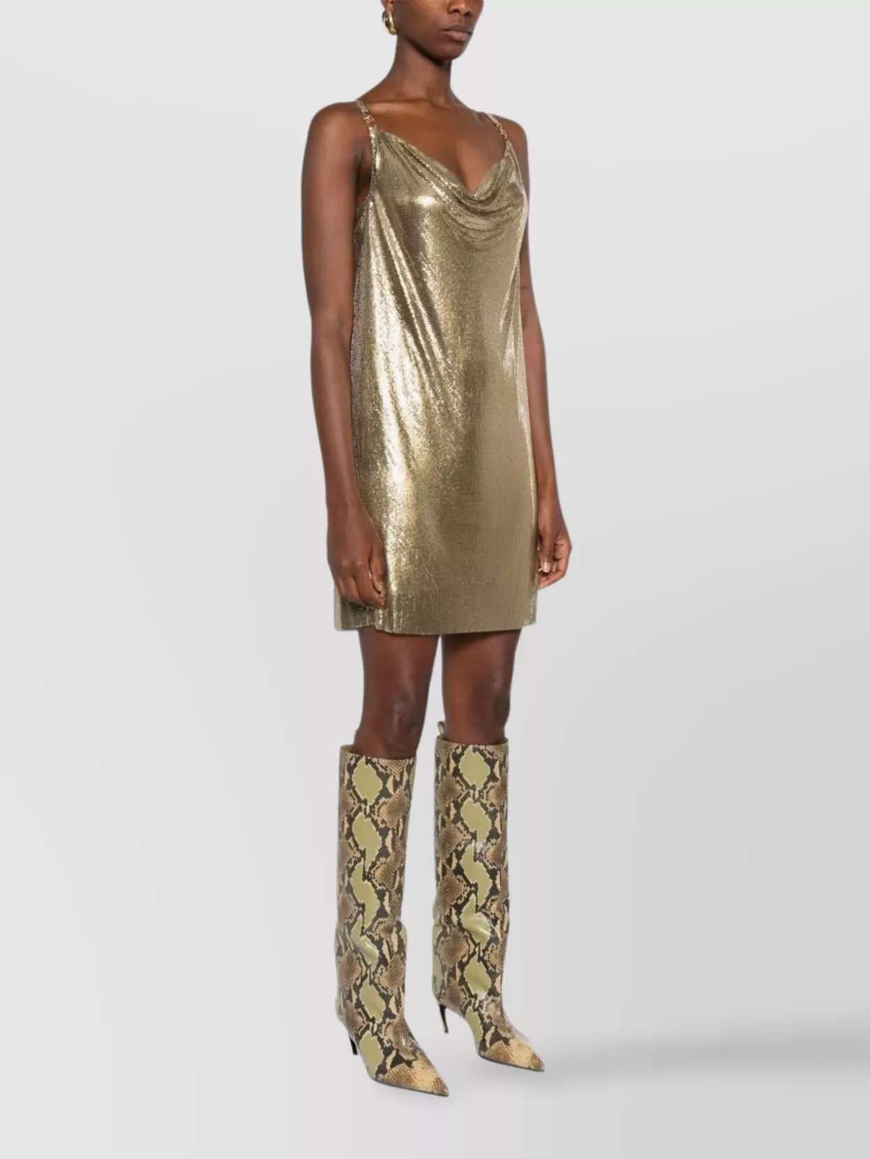Versace Short Cocktail Dress With Chain Strap Detail