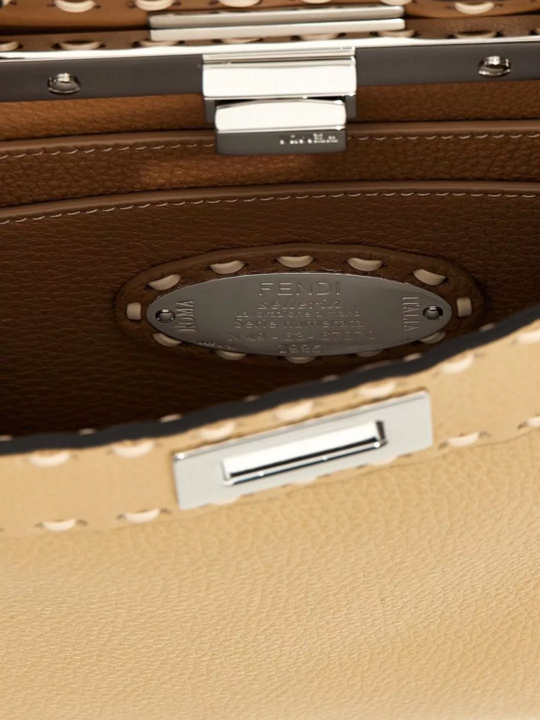 Fendi Small Leather Shoulder Bag With Top Handle